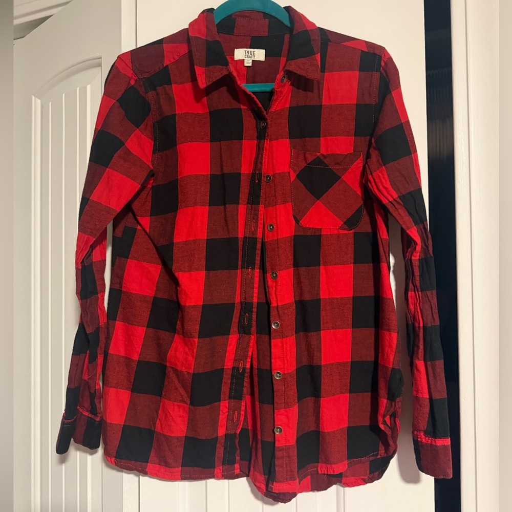 True Craft Red and Black Plaid Shirt